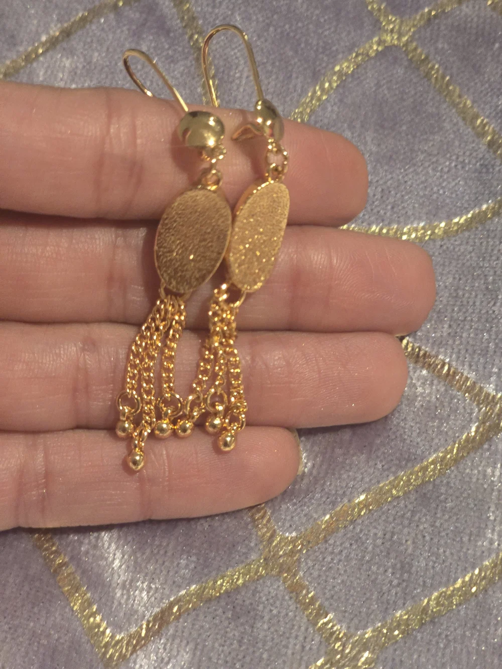 22 kgp Dubai Jewelry Gold Drop Chain Tassel Earrings - Elegant Women’s Jewelry